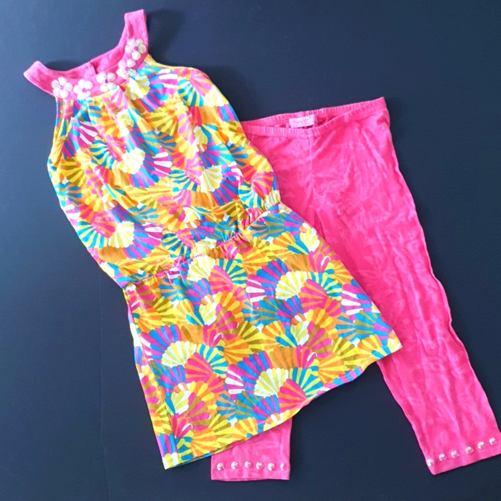 Haven Girl NWT Tropical Dreams Embellished Dress & Leggings Set 5